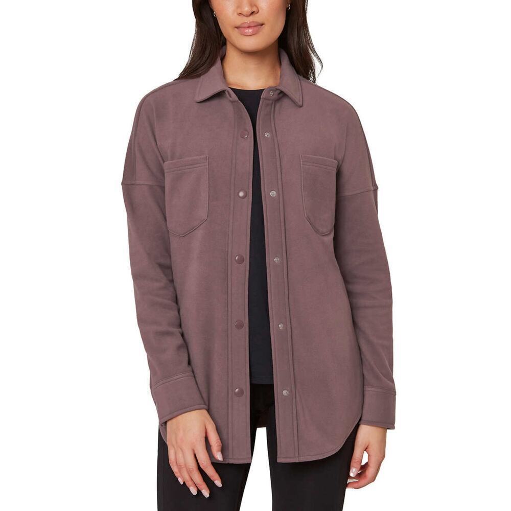 New Mondetta Women's Moisture Wicking Soft Plush Cozy Snap Button Up Shirt